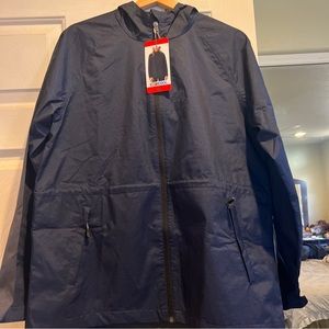 32 Degrees Cool~Navy Blue WATERPROOF HOODED RAIN JACKET~Women's Medium~NWT.